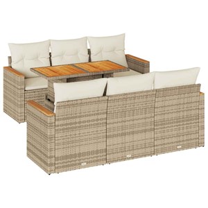 Maison exclusive - salon de jardin avec coussins 7 pcs beige résine tressée acac
