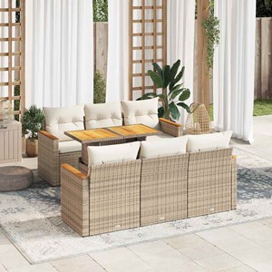 Maison exclusive - salon de jardin avec coussins 7 pcs beige résine tressée acac