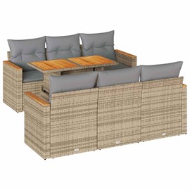 Maison exclusive - salon de jardin avec coussins 7 pcs beige résine tressée acac