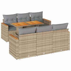 Maison exclusive - salon de jardin avec coussins 7 pcs beige résine tressée acac