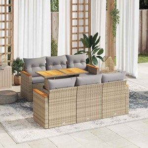 Maison exclusive - salon de jardin avec coussins 7 pcs beige résine tressée acac