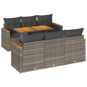 Maison exclusive - salon de jardin avec coussins 7 pcs gris résine tressée acaci