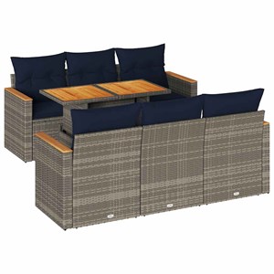 Maison exclusive - salon de jardin avec coussins 7 pcs gris résine tressée