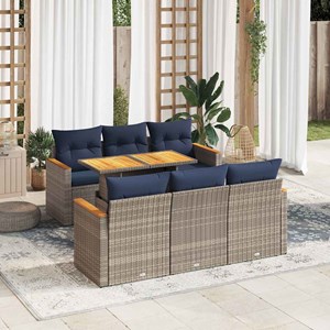 Maison exclusive - salon de jardin avec coussins 7 pcs gris résine tressée
