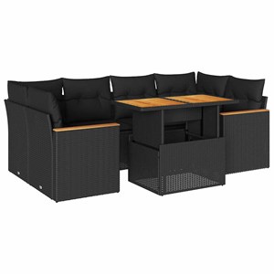 Maison exclusive - salon de jardin 6 pcs avec coussins noir résine tressée acaci