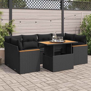Maison exclusive - salon de jardin 6 pcs avec coussins noir résine tressée acaci