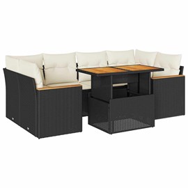 Maison exclusive - salon de jardin 6 pcs avec coussins noir résine tressée acaci