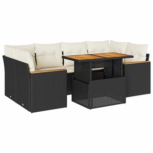 Maison exclusive - salon de jardin 6 pcs avec coussins noir résine tressée acaci