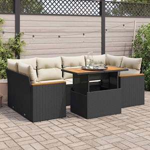 Maison exclusive - salon de jardin 6 pcs avec coussins noir résine tressée acaci