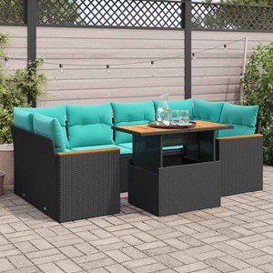 Maison exclusive - salon de jardin 7 pcs avec coussins noir résine tressée