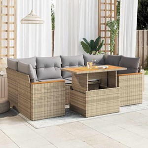 Maison exclusive - salon de jardin 6 pcs avec coussins beige résine tressée acac