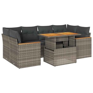 Maison exclusive - salon de jardin avec coussins 6 pcs gris résine tressée acaci