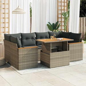 Maison exclusive - salon de jardin avec coussins 6 pcs gris résine tressée acaci
