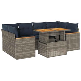Maison exclusive - salon de jardin avec coussins 7 pcs gris résine tressée