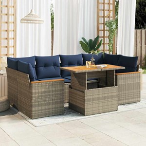 Maison exclusive - salon de jardin avec coussins 7 pcs gris résine tressée