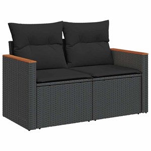 Maison exclusive - salon de jardin avec coussins 8 pcs noir résine tressée acaci