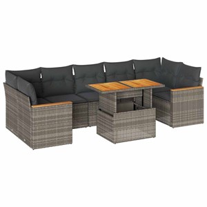 Maison exclusive - salon de jardin avec coussins 8 pcs gris résine tressée acaci
