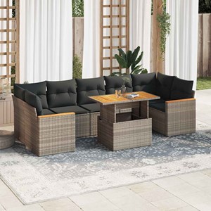 Maison exclusive - salon de jardin avec coussins 8 pcs gris résine tressée acaci