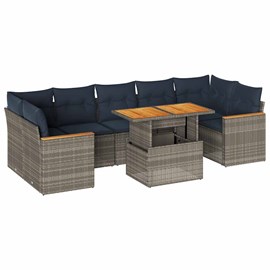 Maison exclusive - salon de jardin 8 pcs avec coussins gris résine tressée