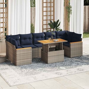 Maison exclusive - salon de jardin 8 pcs avec coussins gris résine tressée