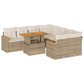Maison exclusive - salon de jardin avec coussins 9 pcs beige résine tressée acac