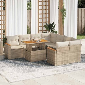 Maison exclusive - salon de jardin avec coussins 9 pcs beige résine tressée acac