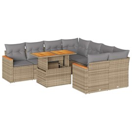 Maison exclusive - salon de jardin avec coussins 9 pcs beige résine tressée acac