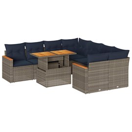 Maison exclusive - salon de jardin 9 pcs avec coussins gris résine tressée