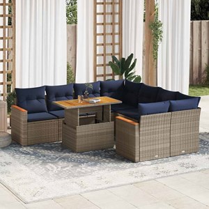 Maison exclusive - salon de jardin 9 pcs avec coussins gris résine tressée