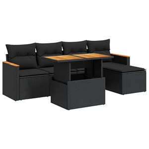Maison exclusive - salon de jardin 6 pcs avec coussins noir résine tressée acaci
