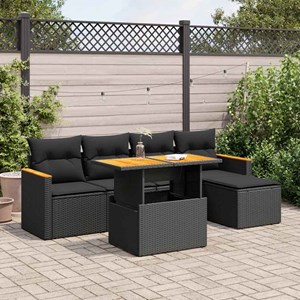 Maison exclusive - salon de jardin 6 pcs avec coussins noir résine tressée acaci