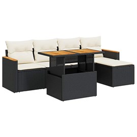Maison exclusive - salon de jardin 6 pcs avec coussins noir résine tressée acaci