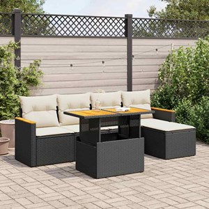 Maison exclusive - salon de jardin 6 pcs avec coussins noir résine tressée acaci