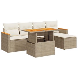 Maison exclusive - salon de jardin 6 pcs avec coussins beige résine tressée acac