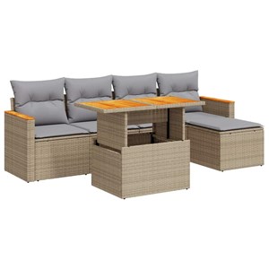 Maison exclusive - salon de jardin 6 pcs avec coussins beige résine tressée acac