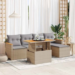 Maison exclusive - salon de jardin 6 pcs avec coussins beige résine tressée acac