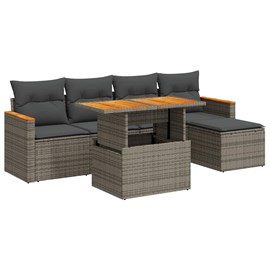 Maison exclusive - salon de jardin avec coussins 6 pcs gris résine tressée acaci
