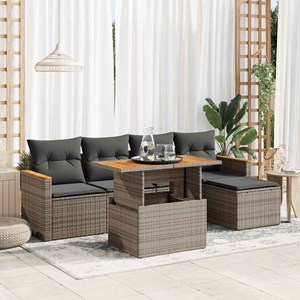 Maison exclusive - salon de jardin avec coussins 6 pcs gris résine tressée acaci