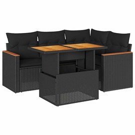Maison exclusive - salon de jardin 5 pcs avec coussins noir résine tressée acaci