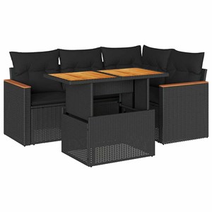 Maison exclusive - salon de jardin 5 pcs avec coussins noir résine tressée acaci