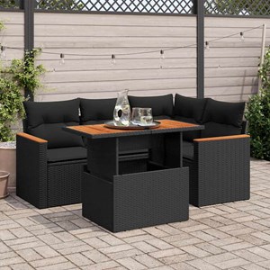 Maison exclusive - salon de jardin 5 pcs avec coussins noir résine tressée acaci