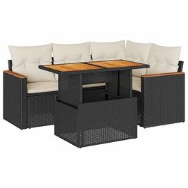 Maison exclusive - salon de jardin 5 pcs avec coussins noir résine tressée acaci