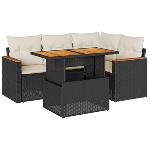 Maison exclusive - salon de jardin 5 pcs avec coussins noir résine tressée acaci