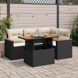 Maison exclusive - salon de jardin 5 pcs avec coussins noir résine tressée acaci