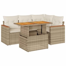 Maison exclusive - salon de jardin avec coussins 5 pcs beige résine tressée acac