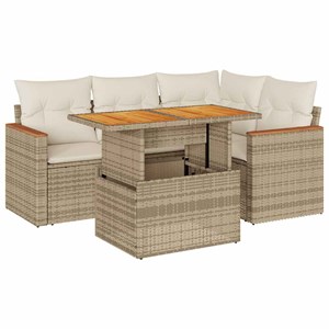 Maison exclusive - salon de jardin avec coussins 5 pcs beige résine tressée acac