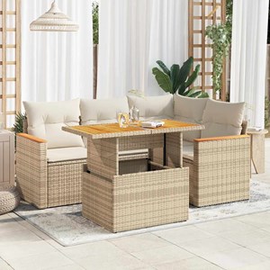Maison exclusive - salon de jardin avec coussins 5 pcs beige résine tressée acac