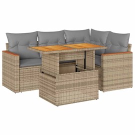 Maison exclusive - salon de jardin avec coussins 5 pcs beige résine tressée acac