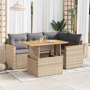 Maison exclusive - salon de jardin avec coussins 5 pcs beige résine tressée acac