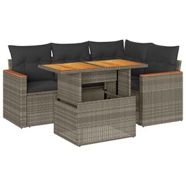 Maison exclusive - salon de jardin 5 pcs avec coussins gris résine tressée acaci